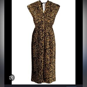 Sandro Vienne Pleated Printed Satin-twill Midi Dress